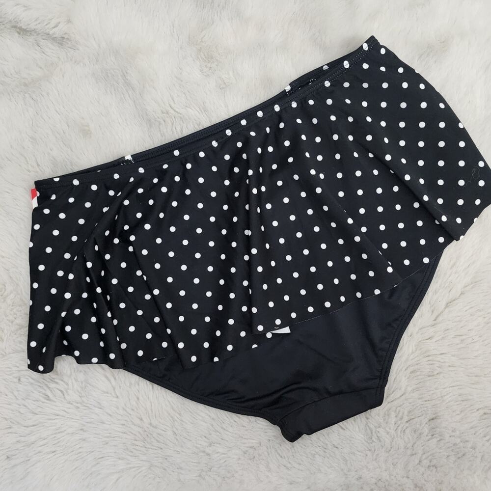 Spanx Polka Dot Skirted Swim Bottom Ruffle Shaping Black White - Women’s 8 - Picture 9 of 9
